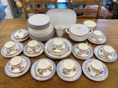 Cauldon Tea Set, comprising ten cups, twelve saucers, twelve side plates, and two bread and butter