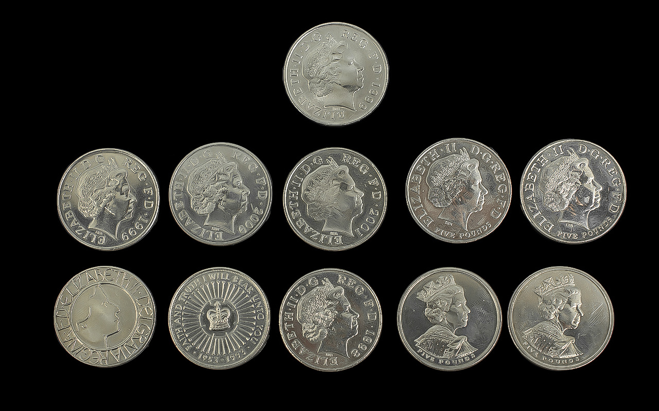 Collection of £5 Coins, eleven in total with various dates and designs - Image 2 of 2