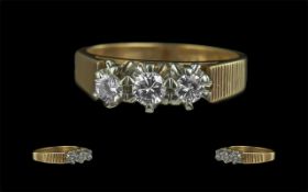 18ct White Gold - Pleasing Quality 3 Stone Diamond Set Ring. Solid Shank / Setting. Full Hallmark