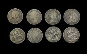 Four Queen Victoria Silver Crowns. Various Dates - Includes 1894 -1, 1896 - 1, 1841 - 1, 1893 -