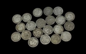 21 Victoria Silver Shillings, Various Dates and Conditions. Dates 1895 x 2, 1899 x 3, 1900 x 6, 1893