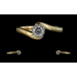 Ladies 18ct Gold Modern Single Stone Diamond Set Ring - Full Hallmark To Interior Of Shank. The \