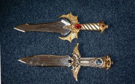 Two Heavy Good Quality Oriental Fanatasy Decorative Display Daggers, with dragon decoration to