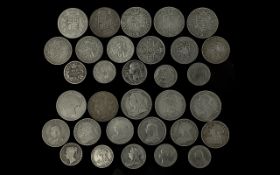 16 x Misc Victorian Silver Coins - Various Conditions. Comprises Half Crowns - 1889 x 1, 1892 x 1,