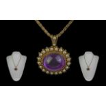 Mid Victorian Period 1856 - 1860 Superb 18ct Gold Amethyst and Seed Pearl Set Pendant. Not Marked