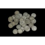 35 x Victorian Silver Shillings, Various Dates and Conditions. Includes 1895 x 1, 1892 x 1, 1889 x