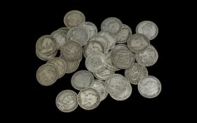 35 x Victorian Silver Shillings, Various Dates and Conditions. Includes 1895 x 1, 1892 x 1, 1889 x