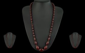 Early 20th Century Excellent Graduated Cherry Amber Beaded Necklace. Excellent Colour. Weight 31.5