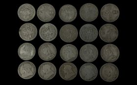 10 Victorian Florin's, Various Dates and Conditions Comprises 1899 x 1, 1900 x 1, 1887 x 3, 1896 x