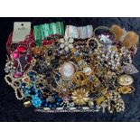 Collection of Vintage Costume Jewellery, comprising brooches, pearls, bangles, beads, watches, etc.