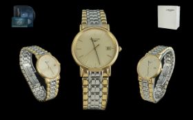 Gent's Longines Watch, a fine example of a Longines dress watch in steel and gold plate on original,