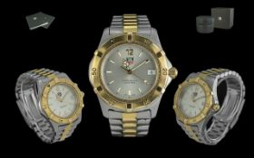 TAG Heuer - Professional Gents Gold Tone and Stainless Steel Wrist Watch. Features Rotating Bezel,