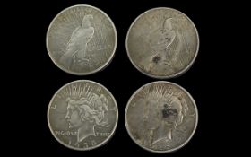 Two American Silver Dollar Coins, Dated 1935 & 1922. Liberty Head. Good Condition.