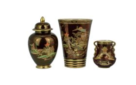 Carlton Ware Trio of Handpainted Rouge Royale Ceramics, assorted shapes and sizes, all in