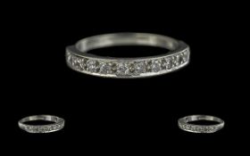 Ladies 18ct White Gold Diamond Set Half Eternity Ring. Full Hallmark to Interior of Shank. The Round