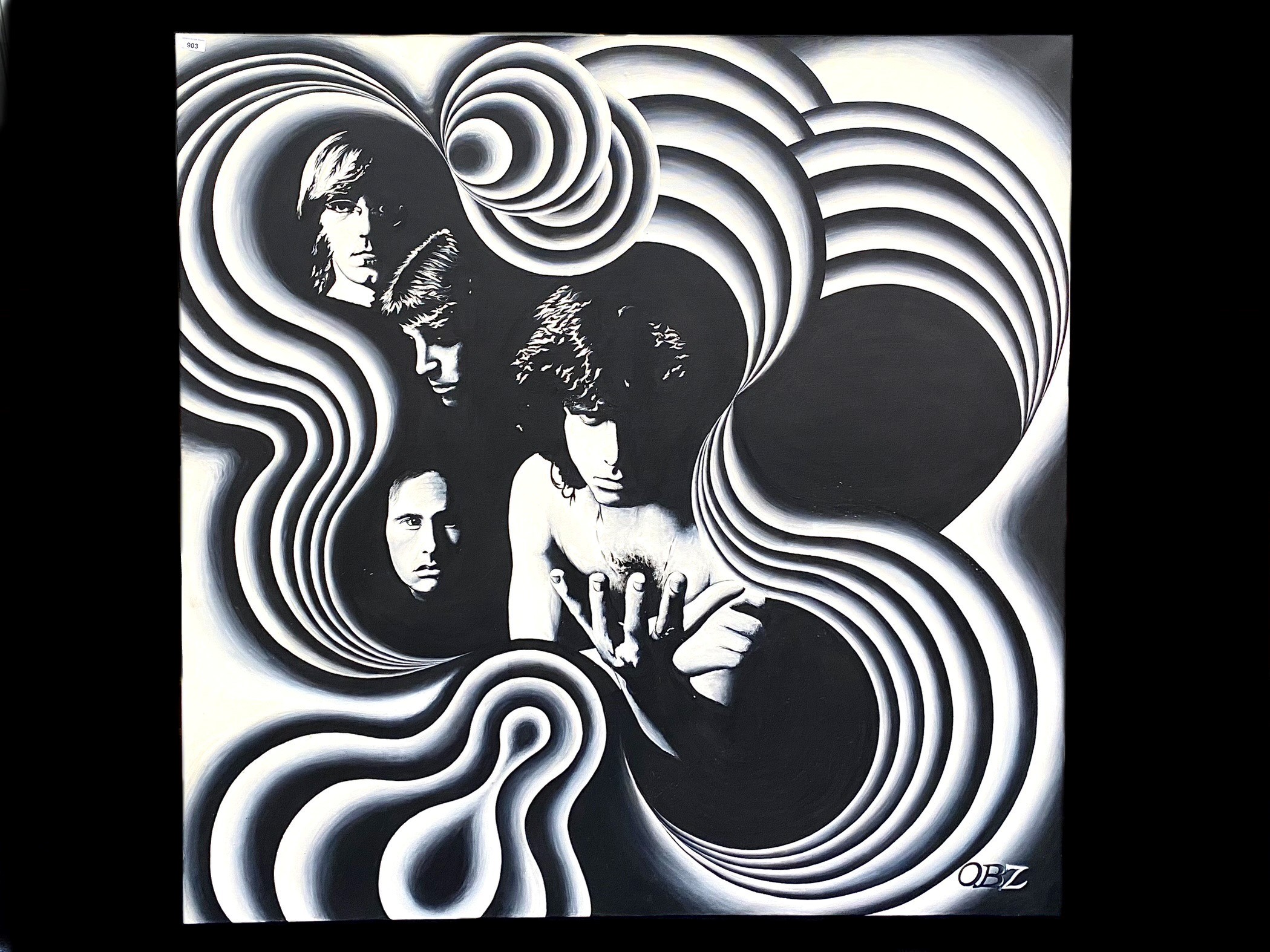 Large Black & White Original Painting Of The Doors By OBZ - This was gifted to the current vendor on