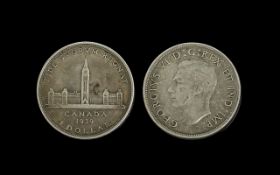 George VI Canadian Silver One Dollar - Dated 1939.