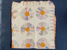 Beautiful Patchwork Quilt, cream ground with floral design, in good condition, well made. Measures