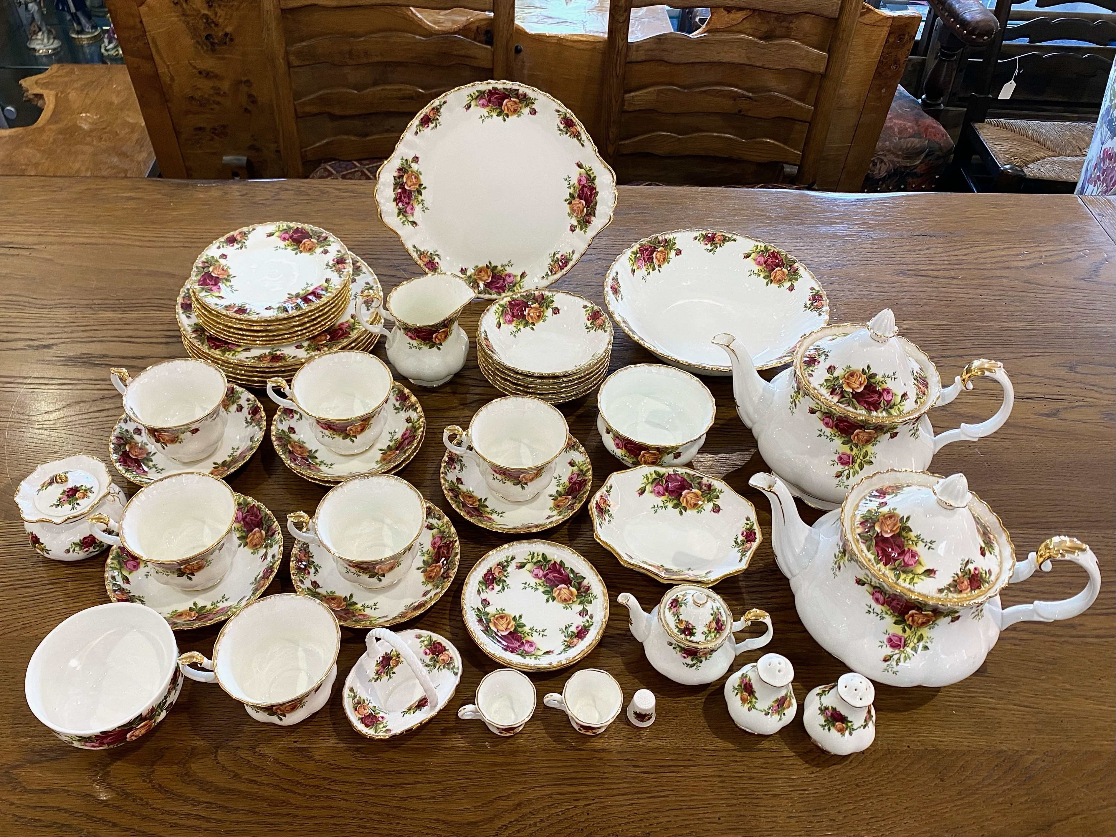 Royal Albert 'Old Country Roses', circa 1962, comprising a sandwich platter, a small bowl with a