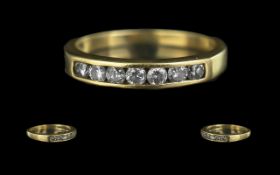 18ct Gold - Attractive Ladies Channel Set Diamond Ring. Diamonds of Good Colour / Clarity. Diamond