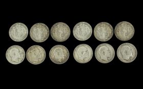 Six Edwardian Silver Half Crowns, Mostly In Fine Condition - Various Dates. Comprises 1906 x 2, 1910