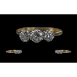 Ladies 18ct White Gold and Platinum 3 Stone Diamond Set Ring. Marked 18ct and Platinum. The 3