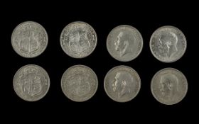 Four Silver Half Crowns 1915, all in EF condition