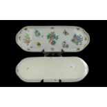 Herand Hungarian Superb Quality Handpainted Porcelain Long Twin Handled Sandwich Tray - 'Queen