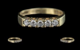 18ct Gold Pleasing 5 Stone Diamond Set Ring. Full Hallmark to Interior of Shank. The Five Round