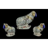 Royal Crown Derby Handpainted Porcelain Large Figural Paperweight 'Ram'. Silver stopper, date