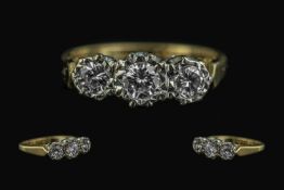 18ct Gold - Excellent 3 Stone Diamond Set Ring, Illusion Set. Full Hallmark to Interior of Shank.