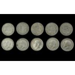 Five George V Silver Half Crowns Dates 1914 - 1918. V.F/ E.F Conditions. Dates Includes 1915,