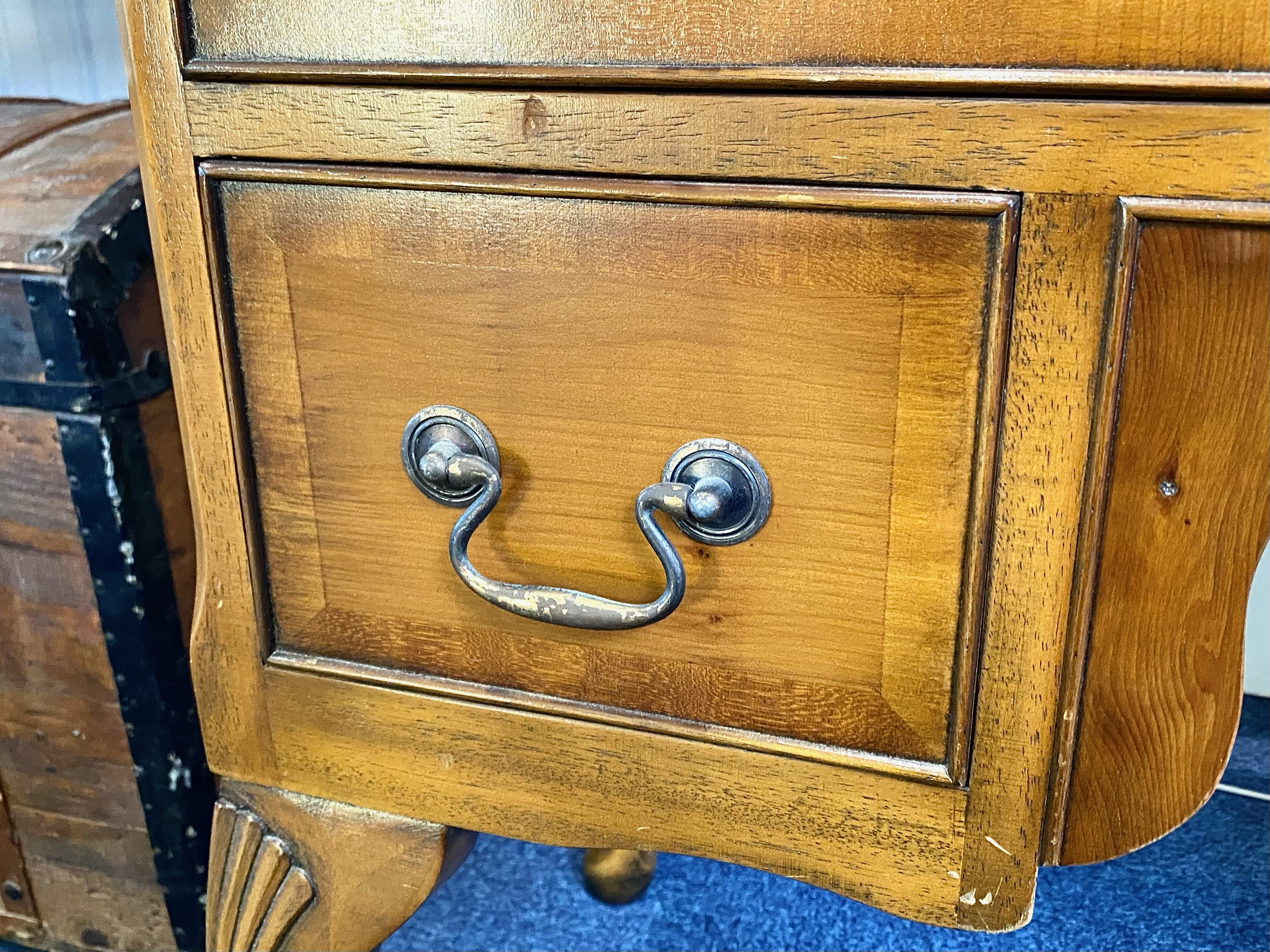 Yew Wood Ladies Desk, two large drawers over two smaller drawers. 38'' wide x 20'' deep x 30'' high. - Image 3 of 3