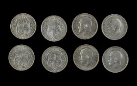 Four Silver Half Crowns, 1915, in EF to UNC condition