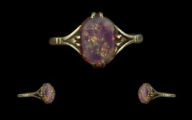 Antique Period Fire Opal Ring Set In 9ct Yellow Gold. Fire Opal Set In 9ct Gold, The Opal of