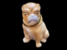 Pug Humidor, vintage, unmarked. Measures 8.5'' tall. Vintage Pug Humidor/Storage Jar, ceramic, dates