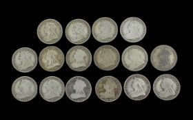 ( 16 ) Victorian Silver Florin's, Various Dates and Conditions. Includes 1896 - 5, 1895 - 2.