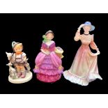 Three Figurines, comprising Staffordshire 'Jessica' 8'' tall, W H Goss figure 'Lady Rose' 7''