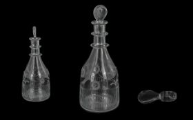 A Georgian Irish Glass Decanter etched glass. Initials R A to front, fluted decoration. With