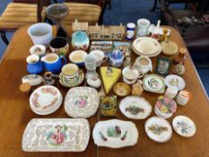 Two Boxes of Assorted Pottery & Porcelain, including pots, vases, plates, cups, cheese dish, Irish