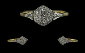 Art Deco 18ct Diamond Ring. 18ct and Platinum Diamond Art Deco Ladies Ring. Pretty Art Deco Ring,