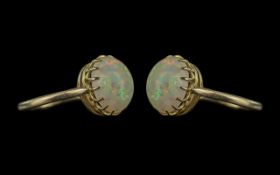 Antique Period - Pleasing 9ct Gold Cabochon Cut Opal Ring. Marked 9ct to Interior of Shank. The Opal