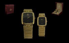 Raymond Weil Geneve Gents and Ladies 18ct Gold Plated Quartz Wrist Watches - Features Concealed