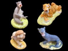 Four Royal Doulton Disney Showcase Jungle Book Figures, comprising 'Baloo', 'Bagheera', 'Shere Khan'