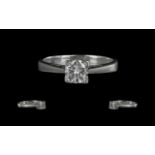 Platinum - Super Quality Single Stone Diamond Set Ring. Marked 950 to Interior of Shank. The Round