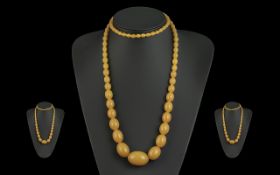 Early 20th Century Butterscotch Graduated Amber Beaded Necklace - Of Long Length 30'' (75cm)