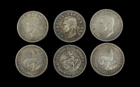 Three George VI South African Shillings, In Good Condition. Comprises 1949 - 2. 1948 - 1. ( 3 ) In