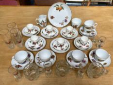 Royal Worcester Evesham Part Dinner Services, To Include 6 Cups & Saucers ( Apple ) 6 Cups and