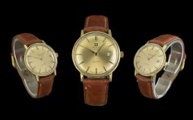 Tissot Seastar Gent's 18ct Gold Mechanical Wrist Watch, circa 1960's, features champagne dial, tan