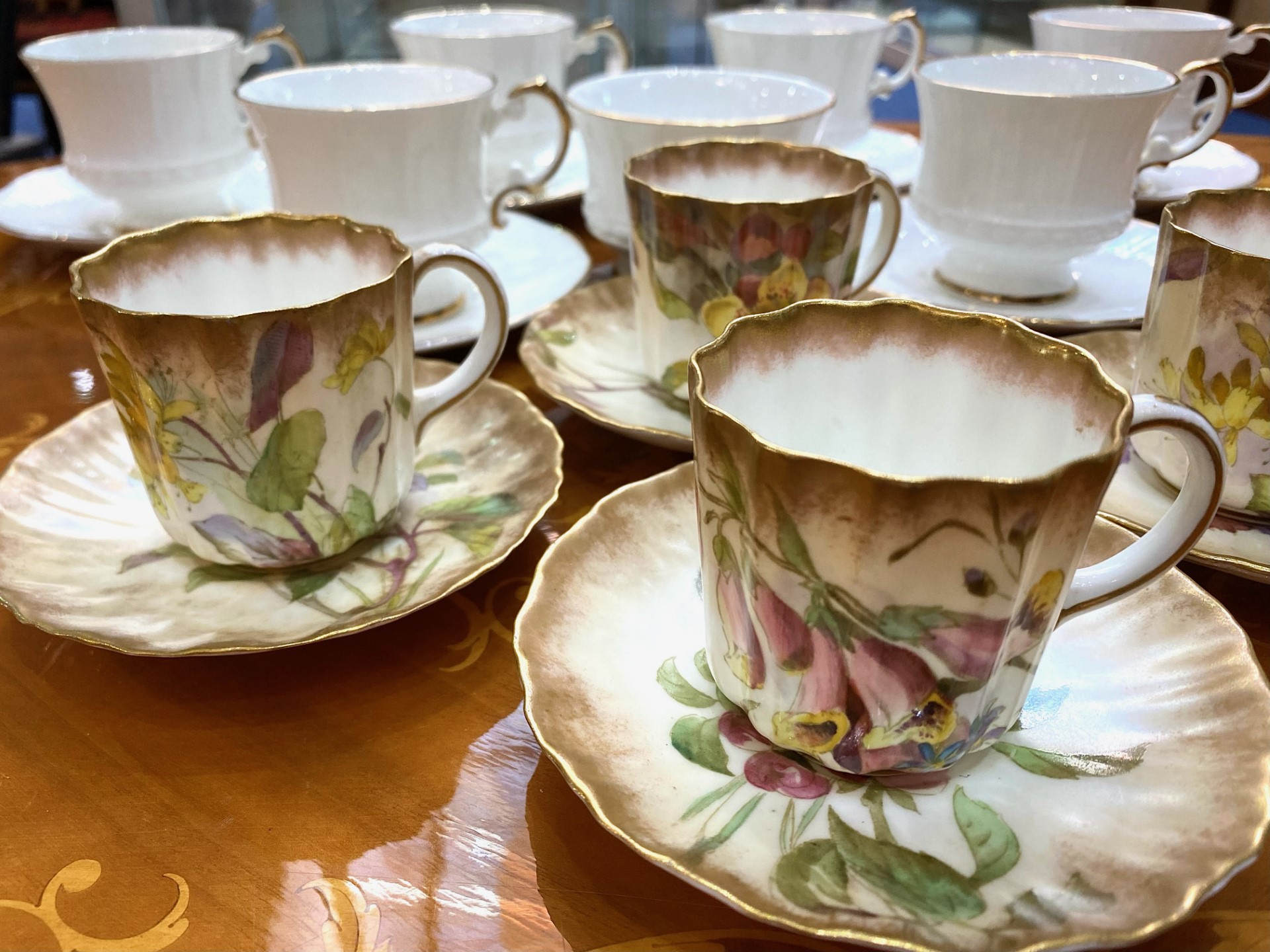 Doulton Burslem Vintage Set comprising four small cups and saucers, decorated with a delicate floral - Image 2 of 3